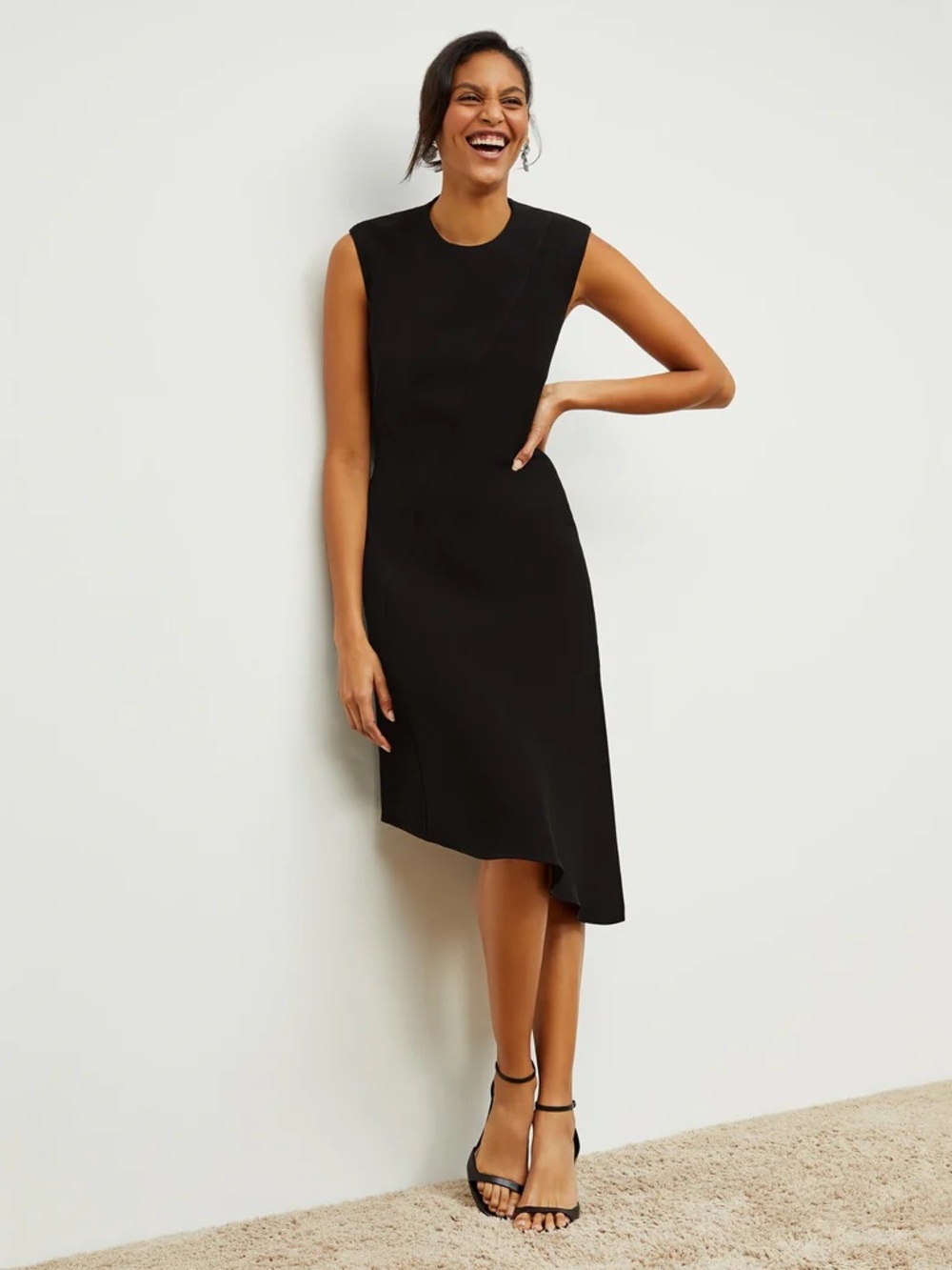 M.M.LaFleur Black Asymmetrical Sleeveless Dress - Size 6
